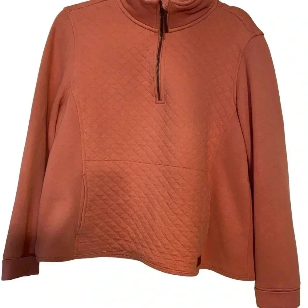 LL Bean Mauve/Pink pullover diamond quilting, quarter-zip pullover front pocket
